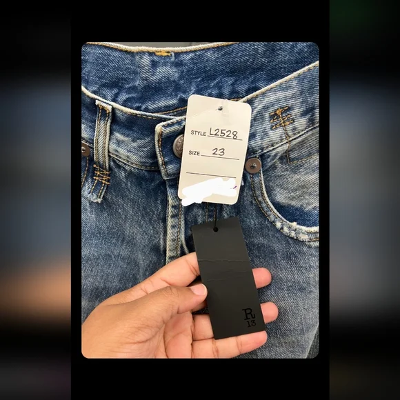 Nwt R13 Izzy Drop In Jasper Color With Let Down Hem Stylish Blue Women's Jeans - Picture 3 of 13